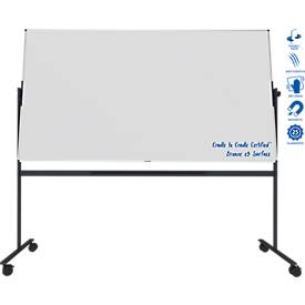 Stativ-Drehtafel Legamaster UNITE PLUS, magnetisch, drehbar um 360°, B 2200 x T 12,6 x H 1200 mm, emaillierter Keramikstahl, weiß